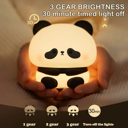 Cute LED Panda Silicone Night Light - Rechargeable with timer